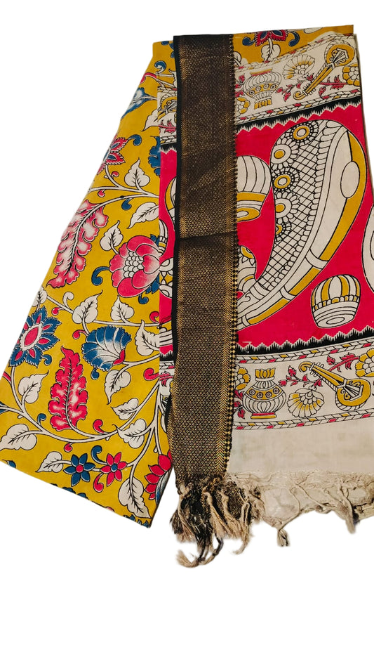 Nizam Border Mangalagiri Silk Kalamkari Dupattas