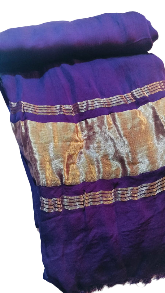 Pure Modal Silk Dupatta with Zari Border - Purple Colour