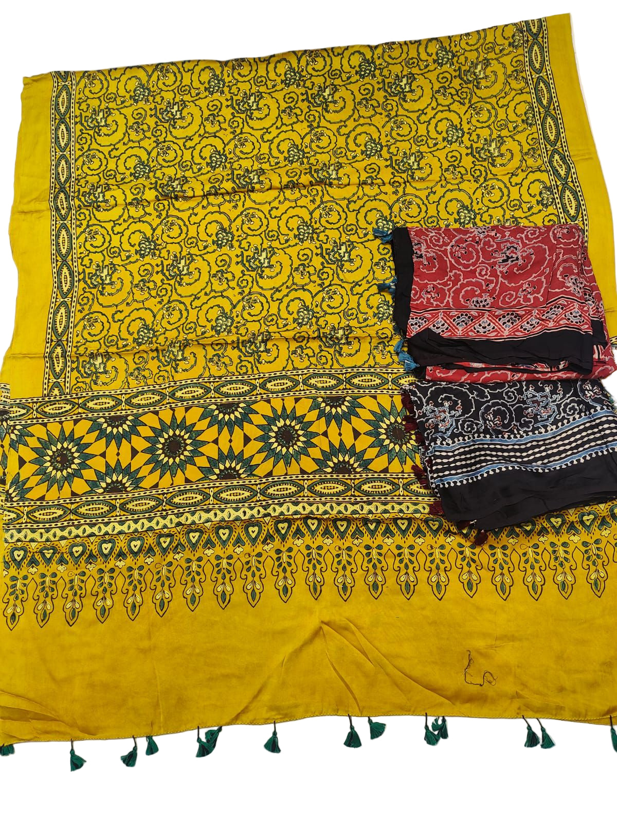 Handcrafted Ajrakh Modal Silk Dupatta – Authentic Block Prints