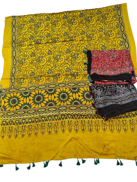 Handcrafted Ajrakh Modal Silk Dupatta – Authentic Block Prints