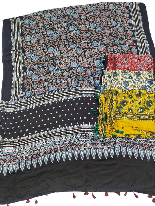 Handcrafted Ajrakh Modal Silk Dupatta – Authentic Block Prints