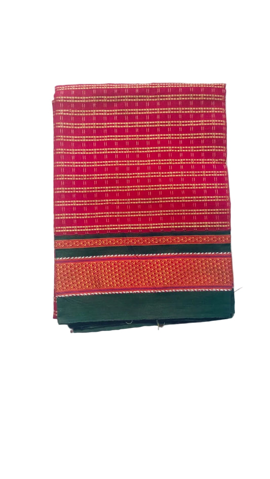 Khun Blouse Fabric - Orange Green