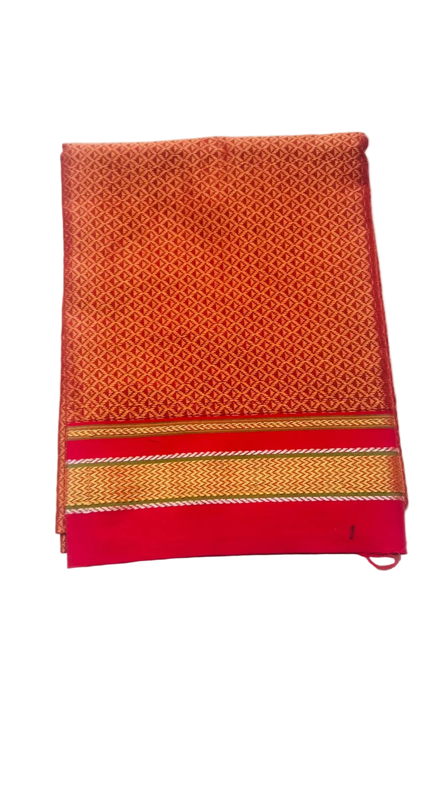 Khun Blouse Fabric - Orange with Red