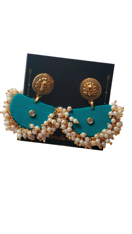 Ethnic Handmade Jewellery | Handblock Print Fabric Blue green