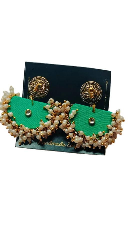 Ethnic Handmade Jewellery | Handblock Print Fabric Green shade