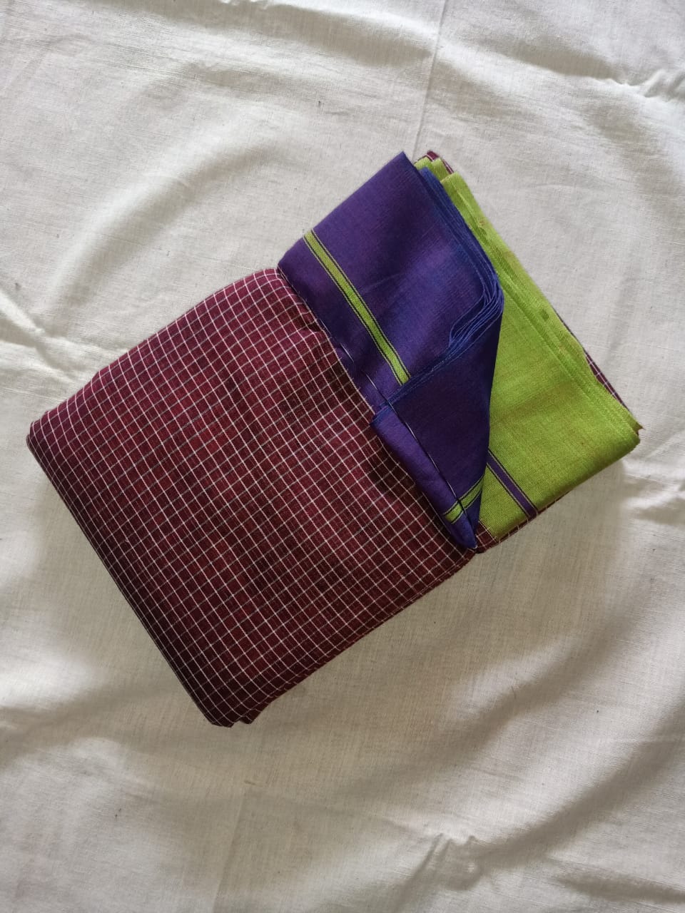 Anchu Patteda Purple with Green Saree