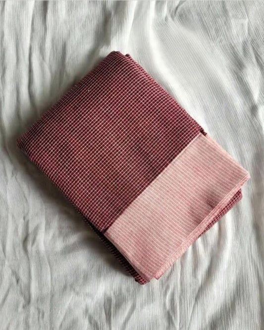 Anchu Patteda deep maroon blush pink Saree