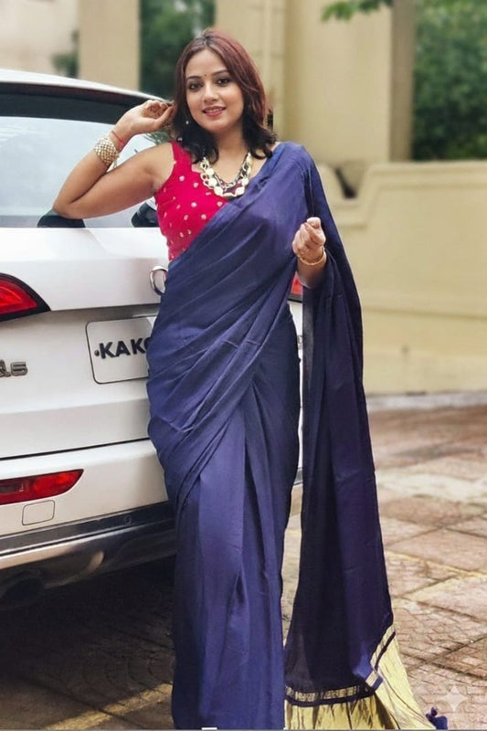 Pure Handloom Modal Silk Saree with Lagdi Patti Pallu – Dark Purple