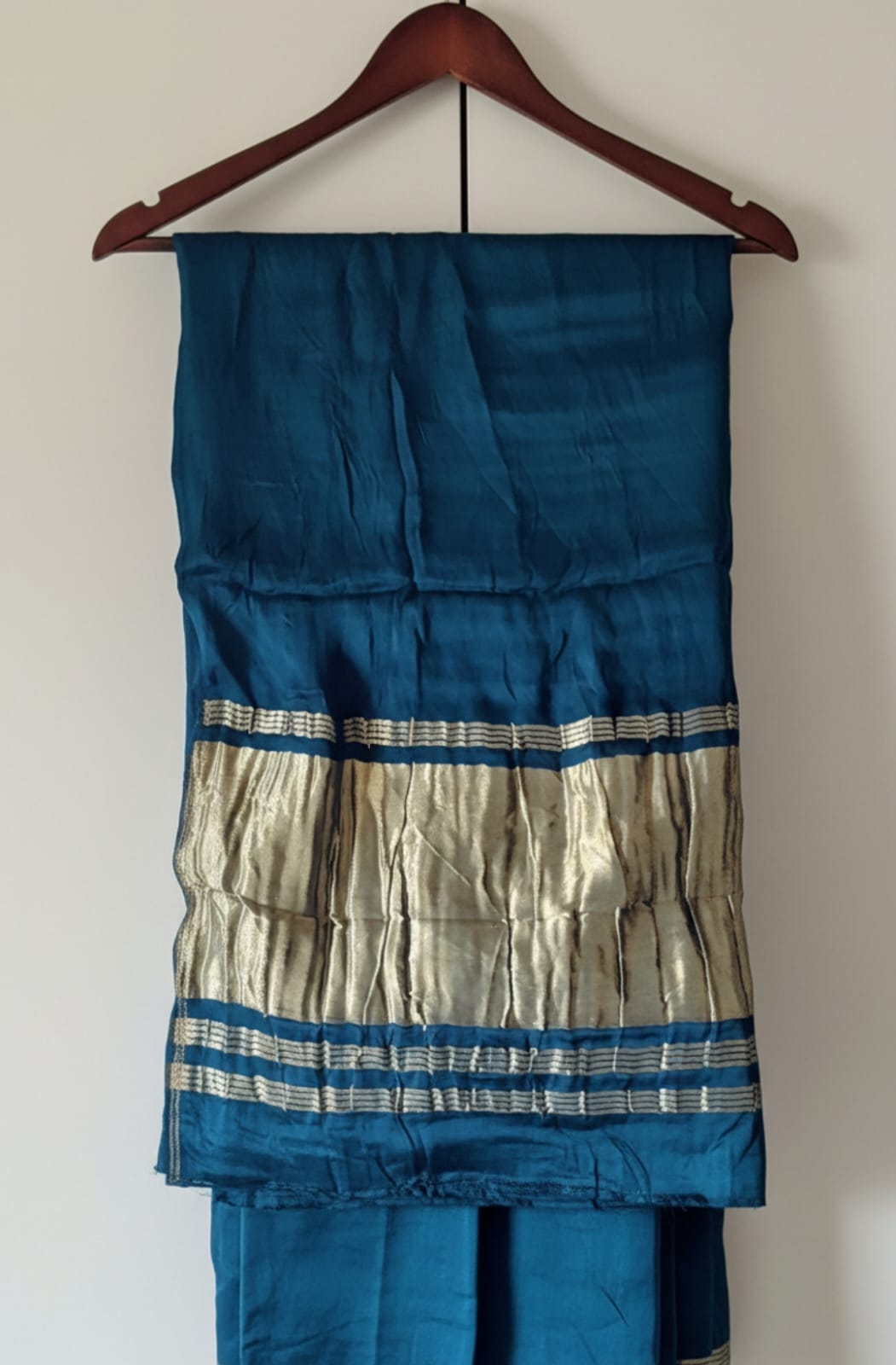 Pure Handloom Modal Silk Saree with Lagdi Patti Pallu – Dark Cryan Green