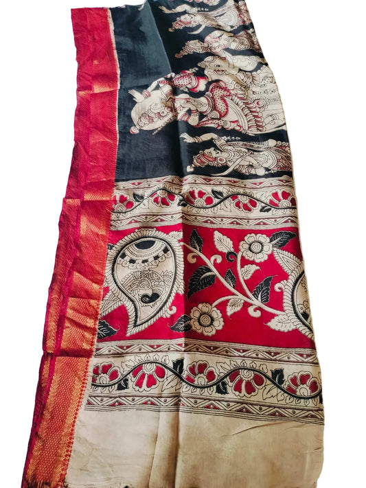 Nizam Kalamkari Dupatta – Black