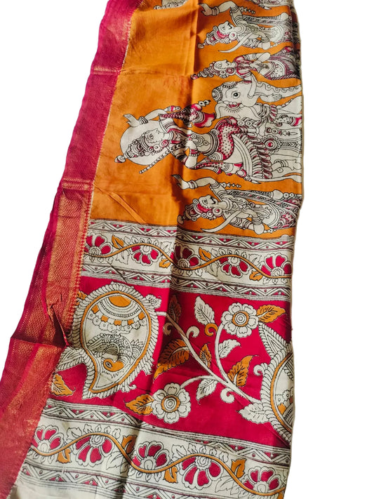 Buy Handcrafted Nizam border Kalamkari Dupatta – Authentic & Elegant Designs