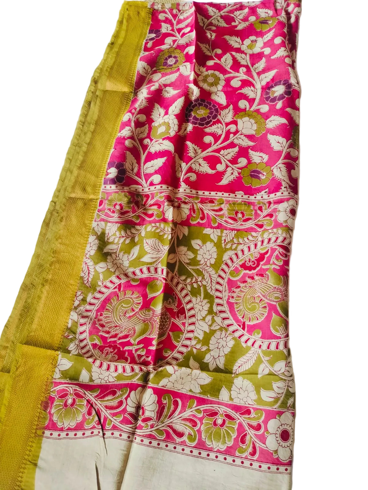 Nizam Border Kalamkari Dupattas – Pink