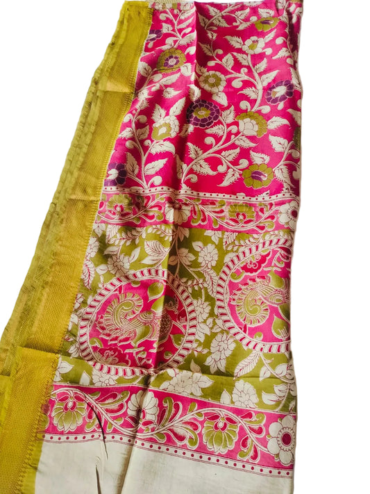 Nizam Border Kalamkari Dupattas – Pink