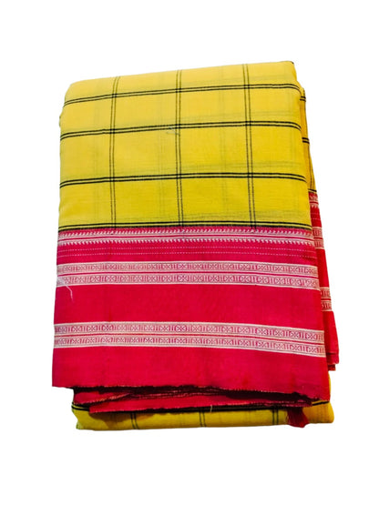 Ilkal Pure Cotton Saree Yellow with Majenta