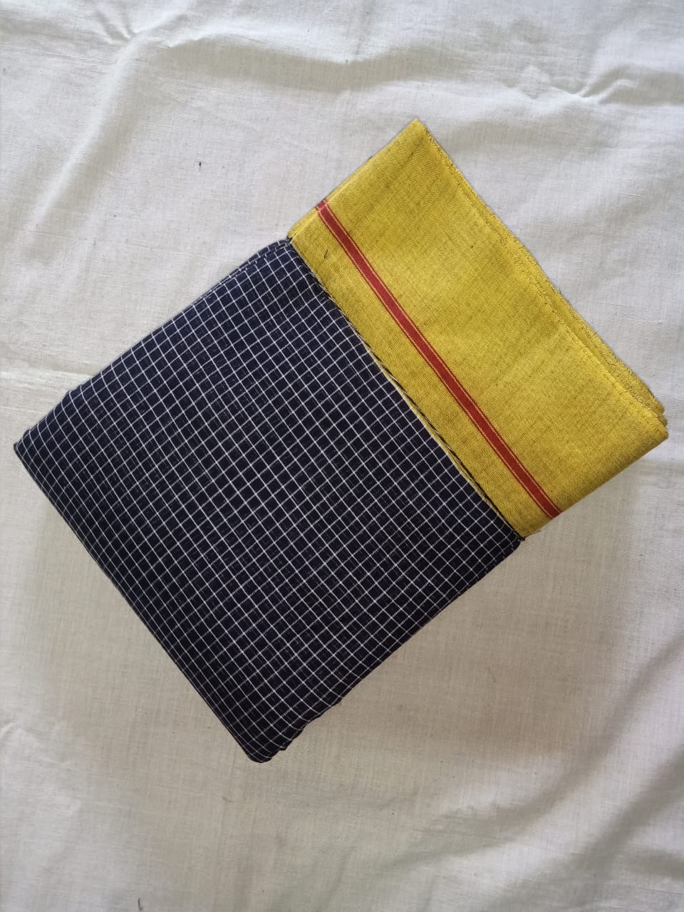 Anchu Patteda Saree yellow Border