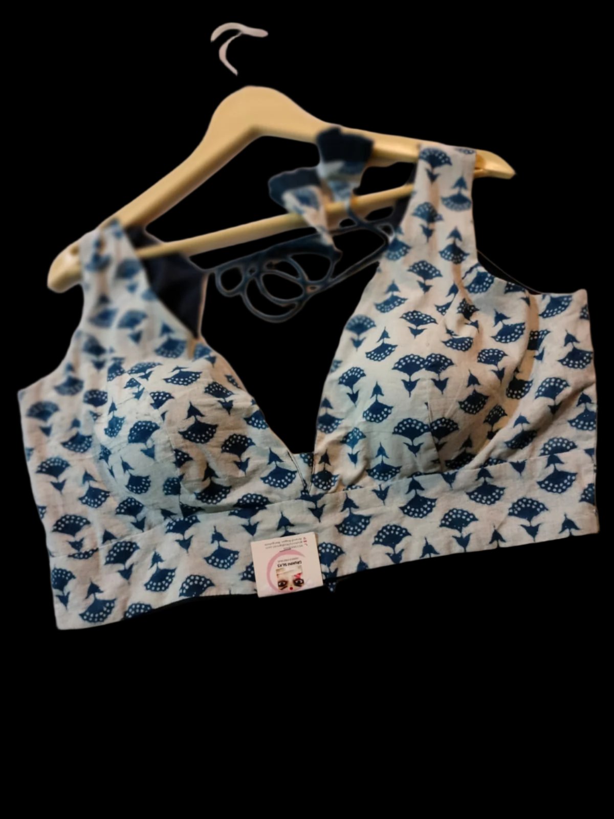 Designer Blouse Ajrakh Indigo.