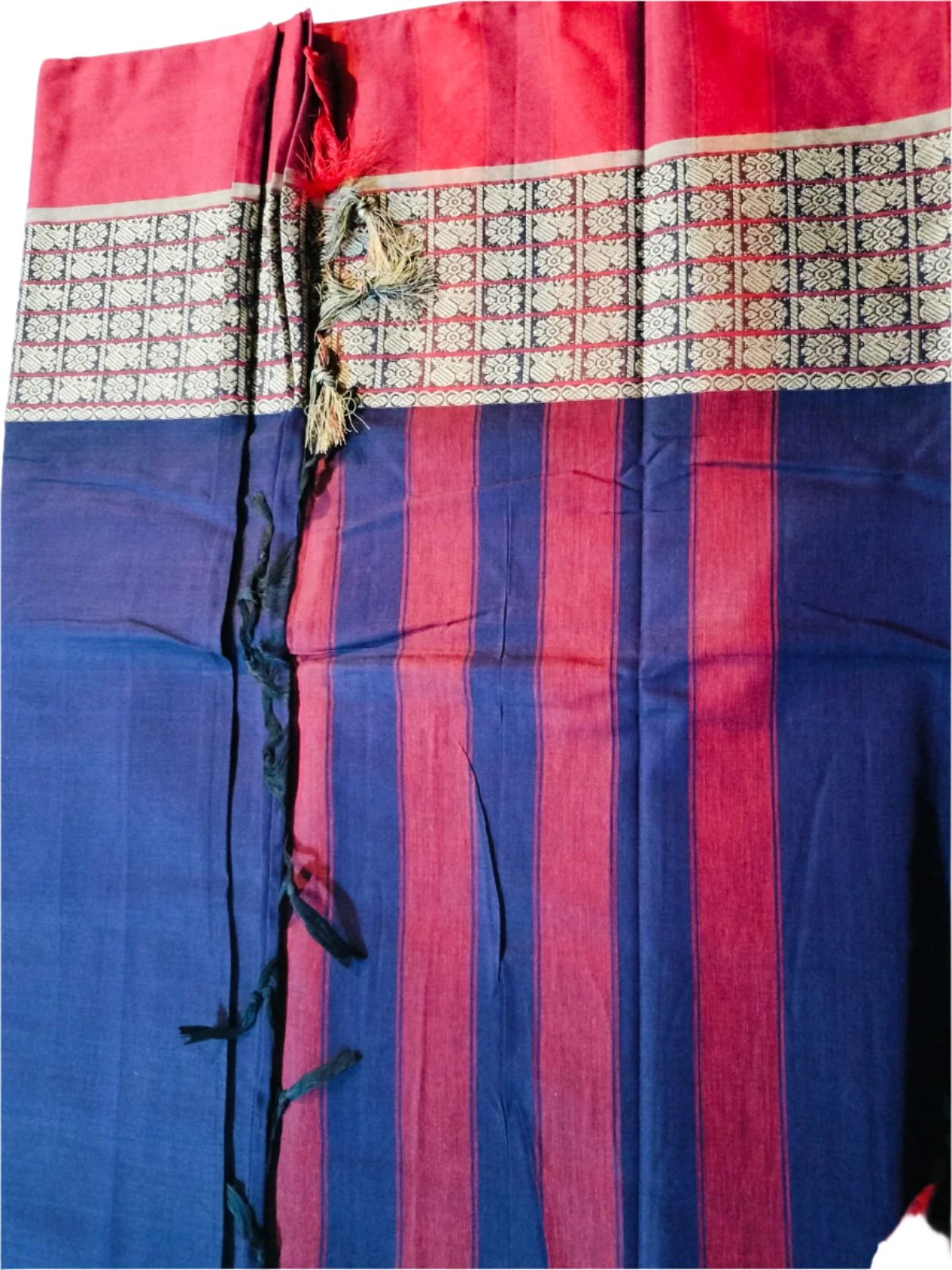 Narayanpet Cotton Saree Navy Blue with Maroon