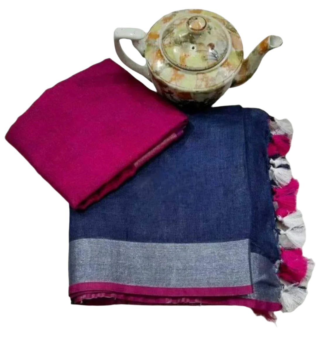 Linen Cotton Saree Purple