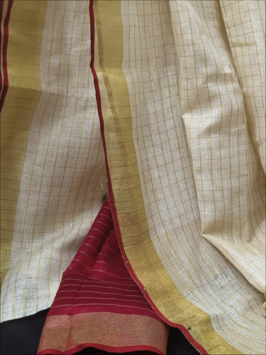 Linen Cotton Saree Cream