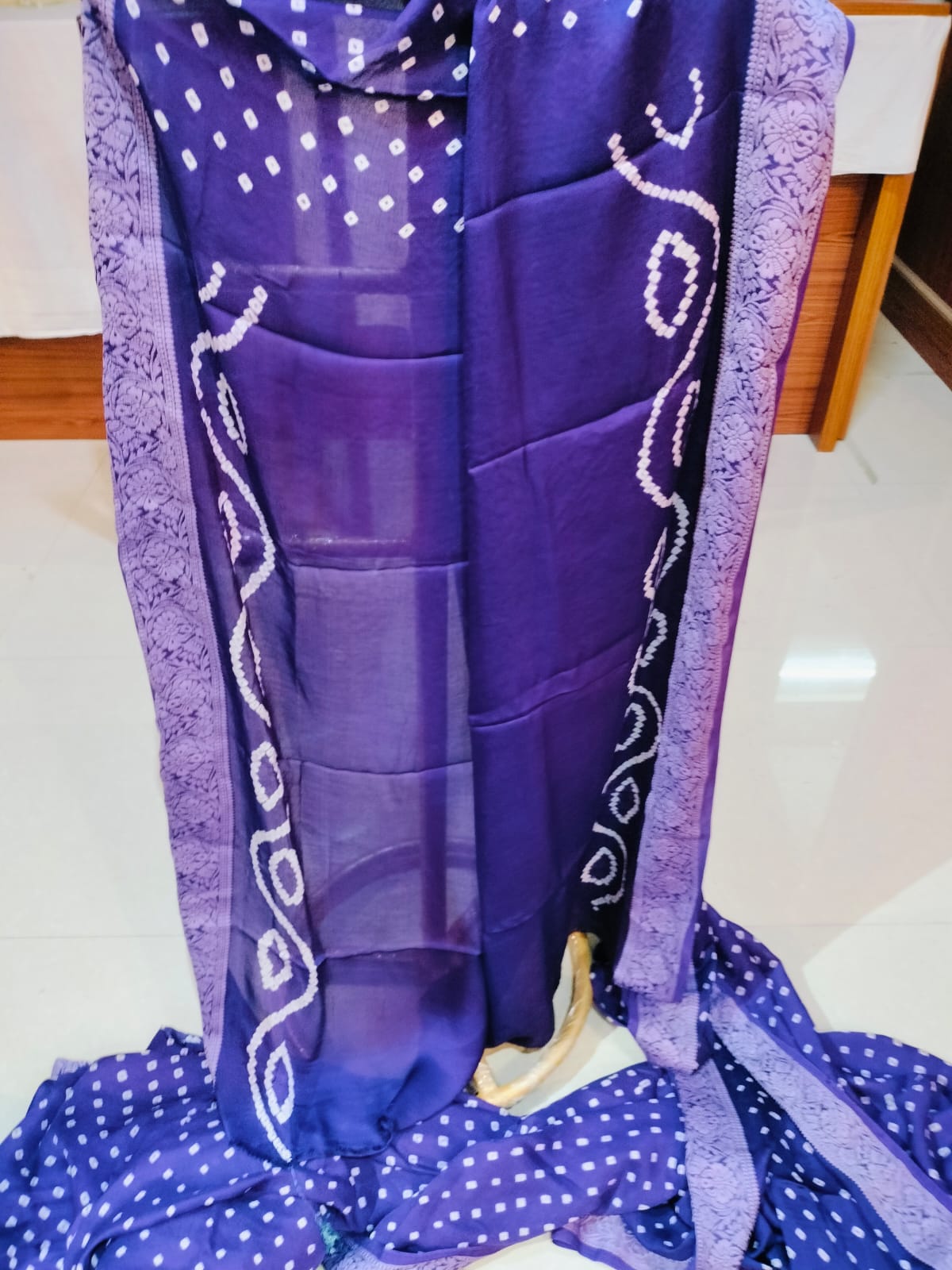 Bandhej Modal Silk Lakhnavi Purple