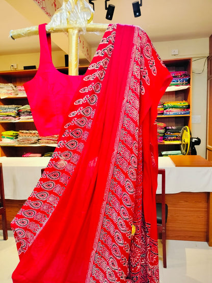 Ajrakh Modal Silk Red