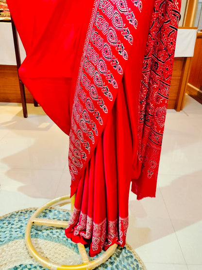 Ajrakh Modal Silk Red