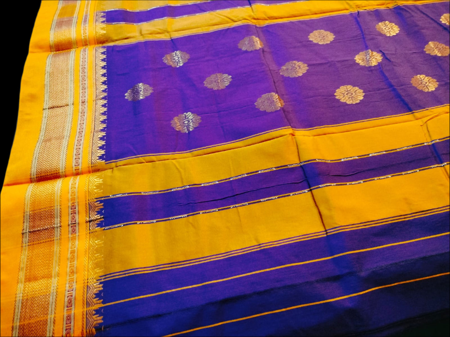 Ilkal Cotton Saree with Narayanpet Viscose Silk Pallu Blue