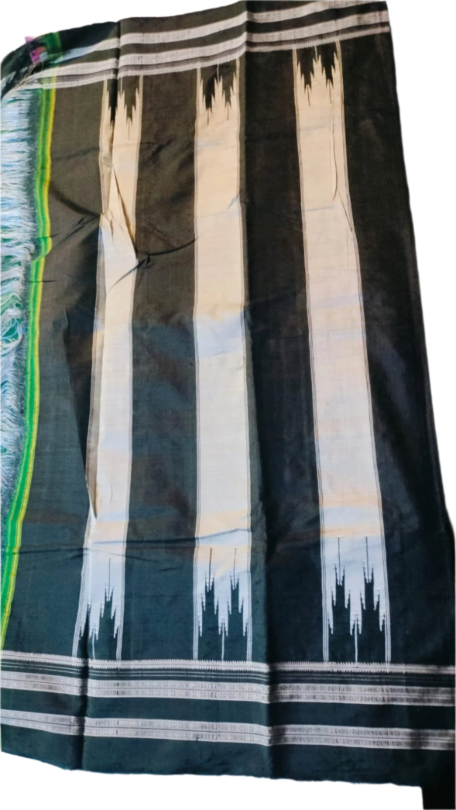 Handloom ILKAL SAREE GREY - Black Resham Pallu