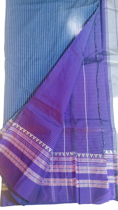 Narayanpet Cotton Silk Saree with Ilkal Topi Teni Pallu | Handcrafted Weave