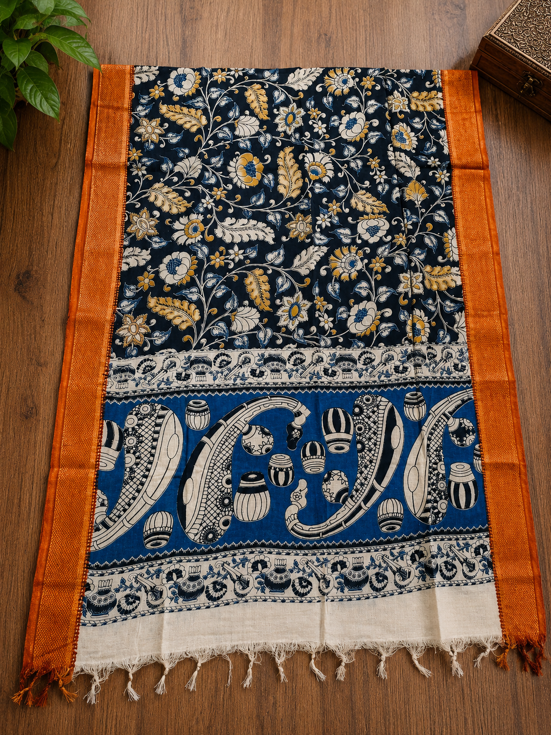 Nizam Kalamkari Dupatta – Black
