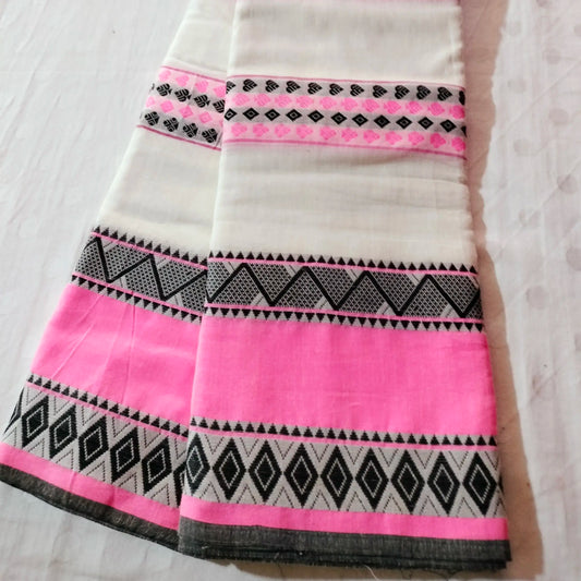 Dhaniakhali Cream With PinkSaree