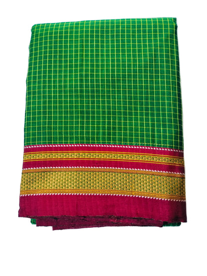 Pure Chikki Paras Saree with Pure Silk Pallu - Green