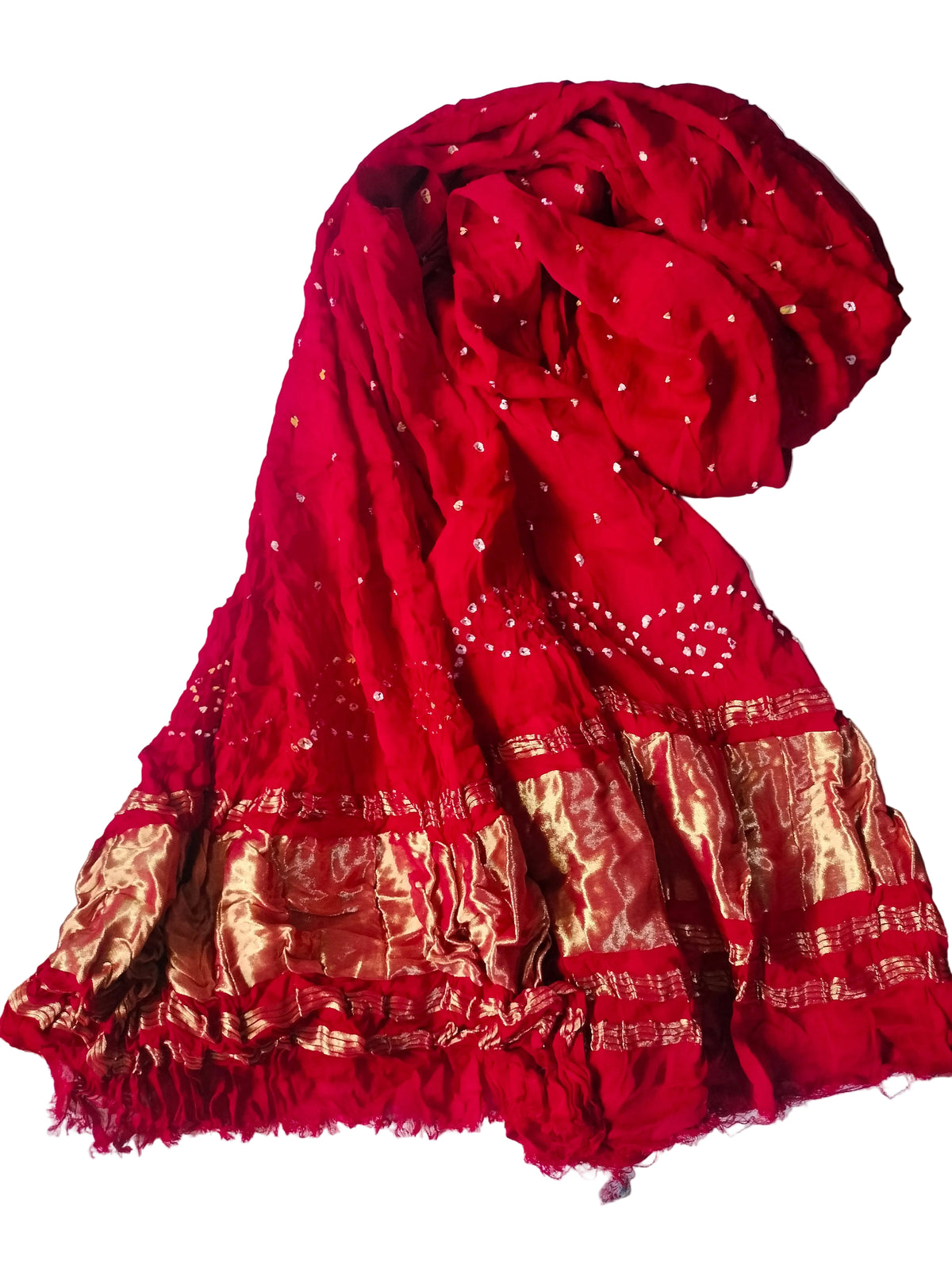 Bandhej Pure Modal Silk Dupatta - Red