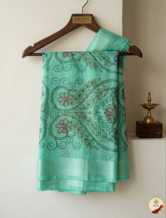 Khatha Stitch Cotton Sarees | Elegant Handcrafted Cotton Sarees