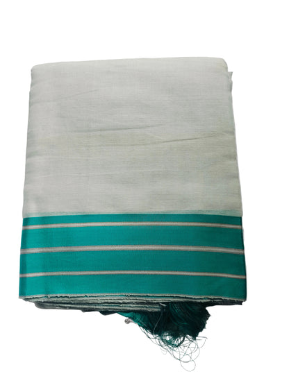 Ilkal Pastel Cotton Satin Saree - Grey with Aqua green