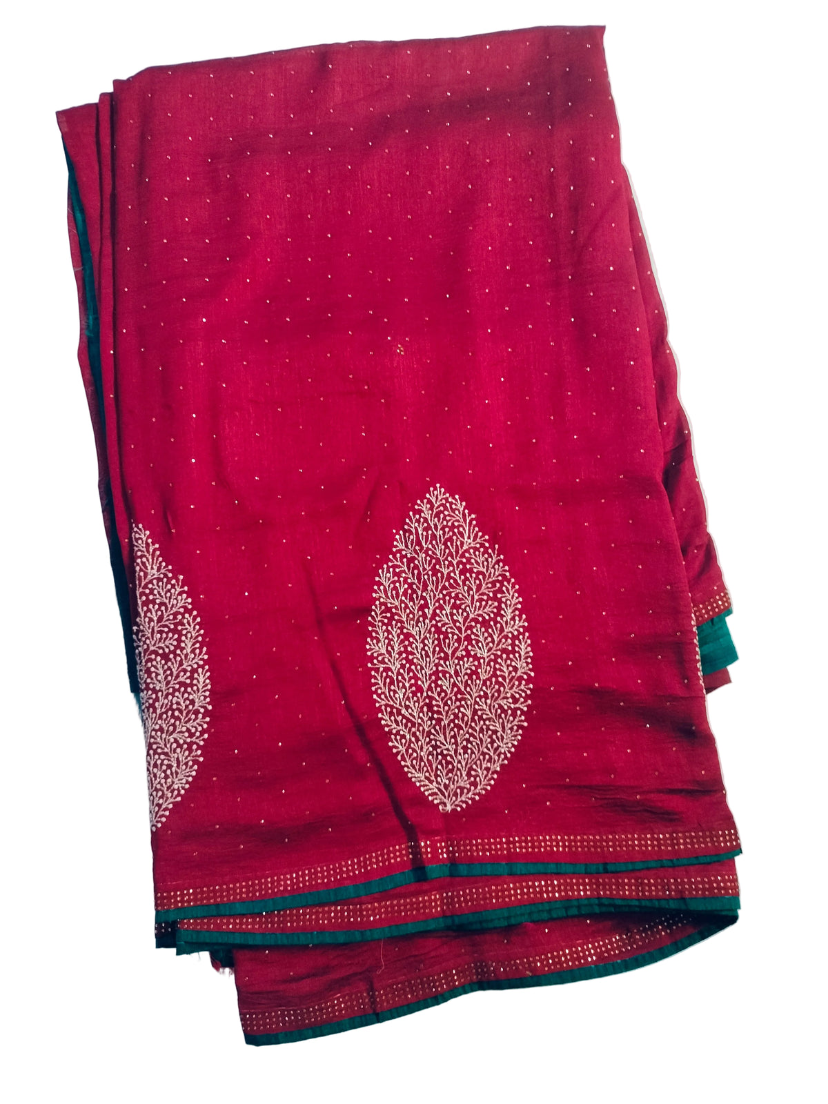Designer Saree - Maroon with Peacock Blue
