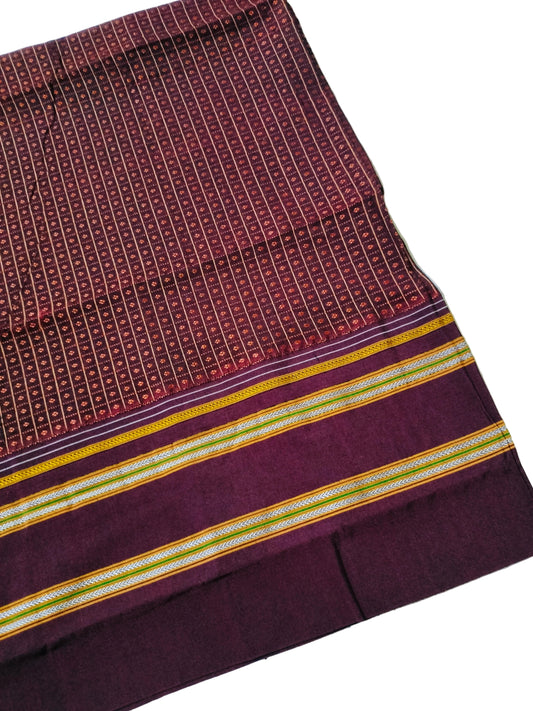Khun Blouse Fabric - Brown with Maroon