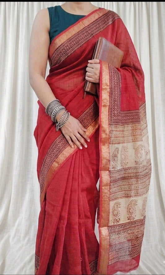 Buy Maheshwari Cotton Silk Sarees Online | Lightweight Office Wear Sarees