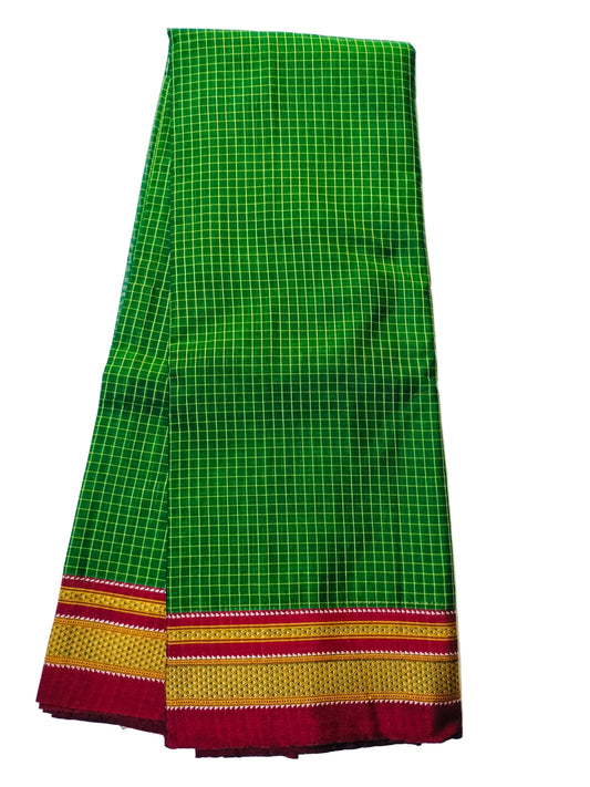 Pure Chikki Paras Saree with Pure Silk Pallu - Green