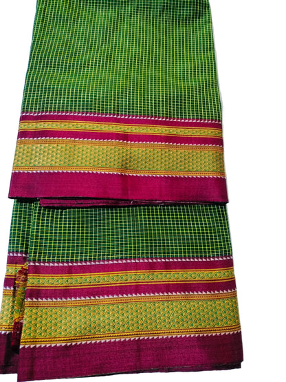 Pure Chikki Paras Saree with Pure silk Pallu - Green