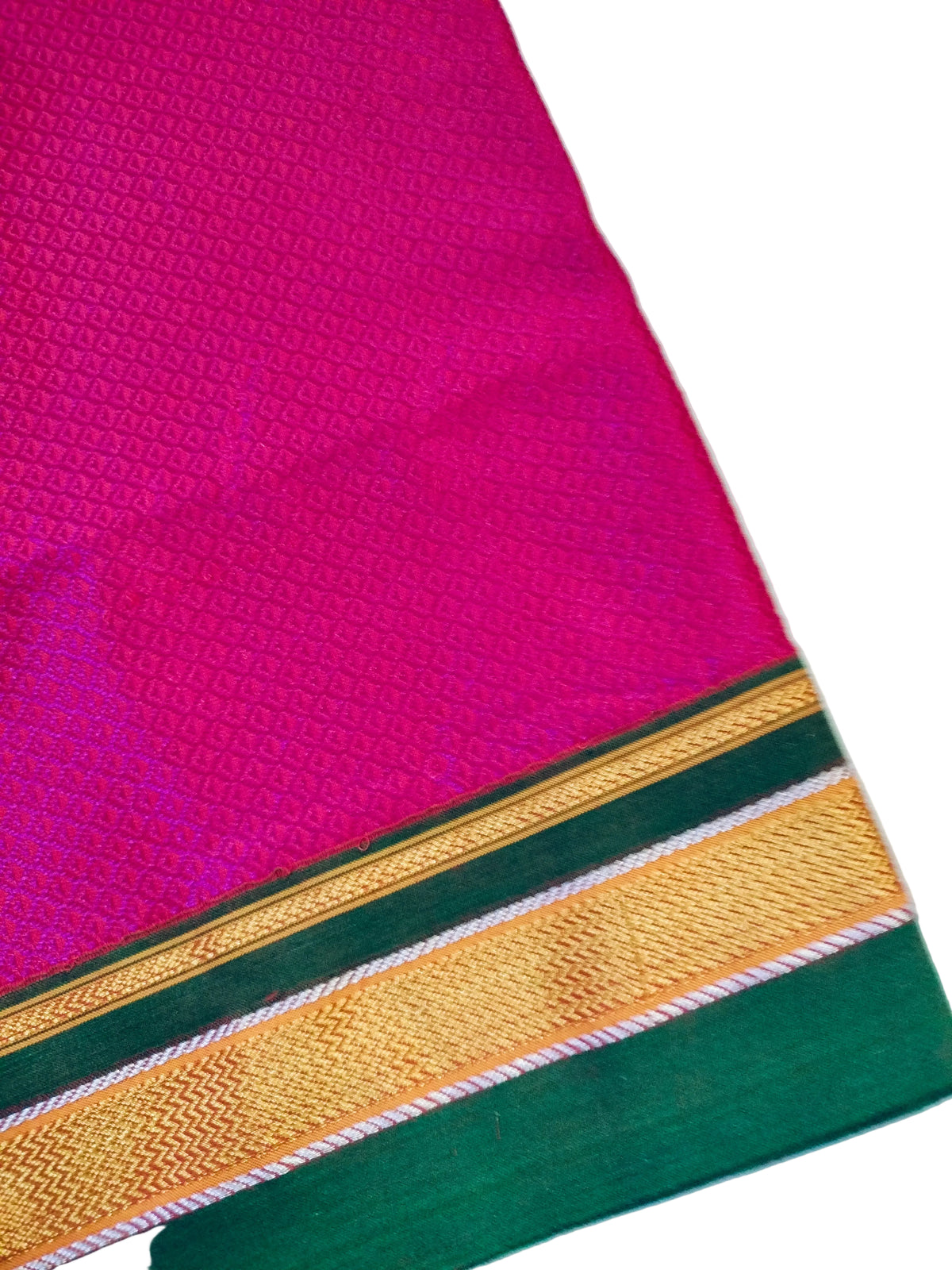 Khun Blouse Piece Majenta Pink with Green