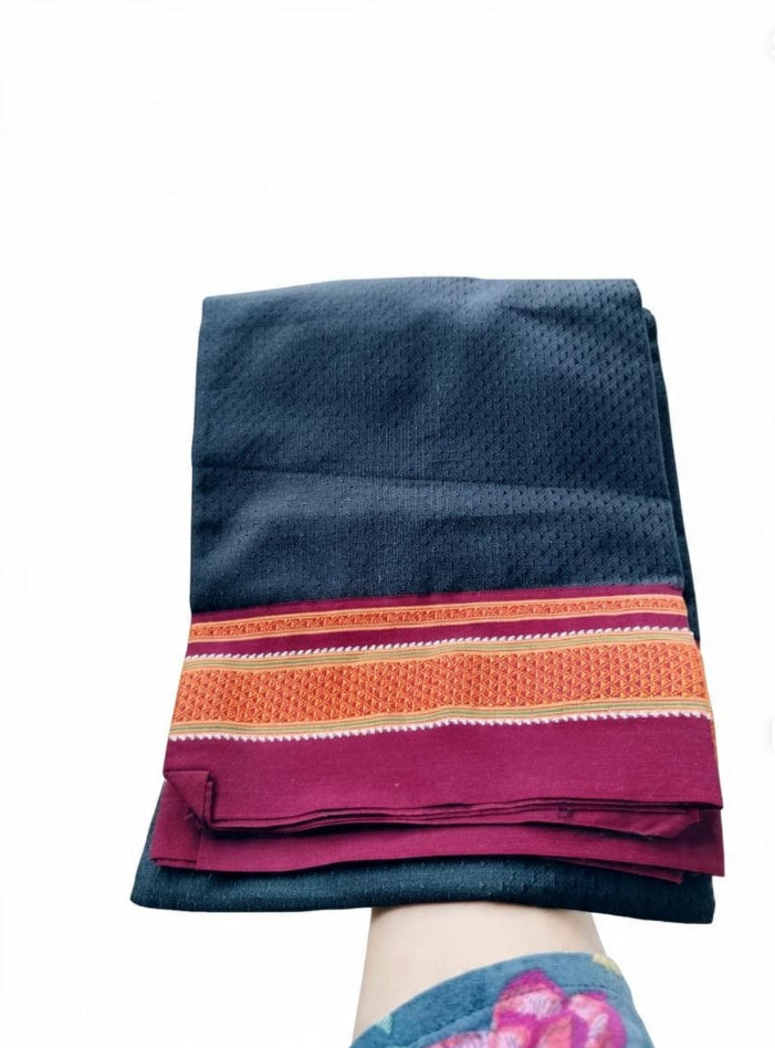 khun Blouse piece Black with Maroon