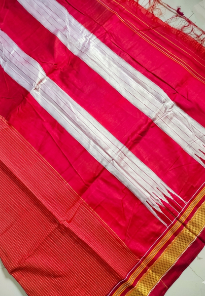 Chikkiparas Ilkal Cotton Silk Saree in Orange Chukki Checks | Gruhini Silks