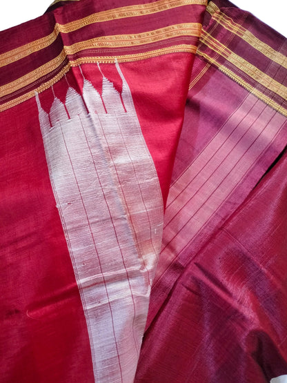 Ilkal Satin Silk Saree - Maroon Colour
