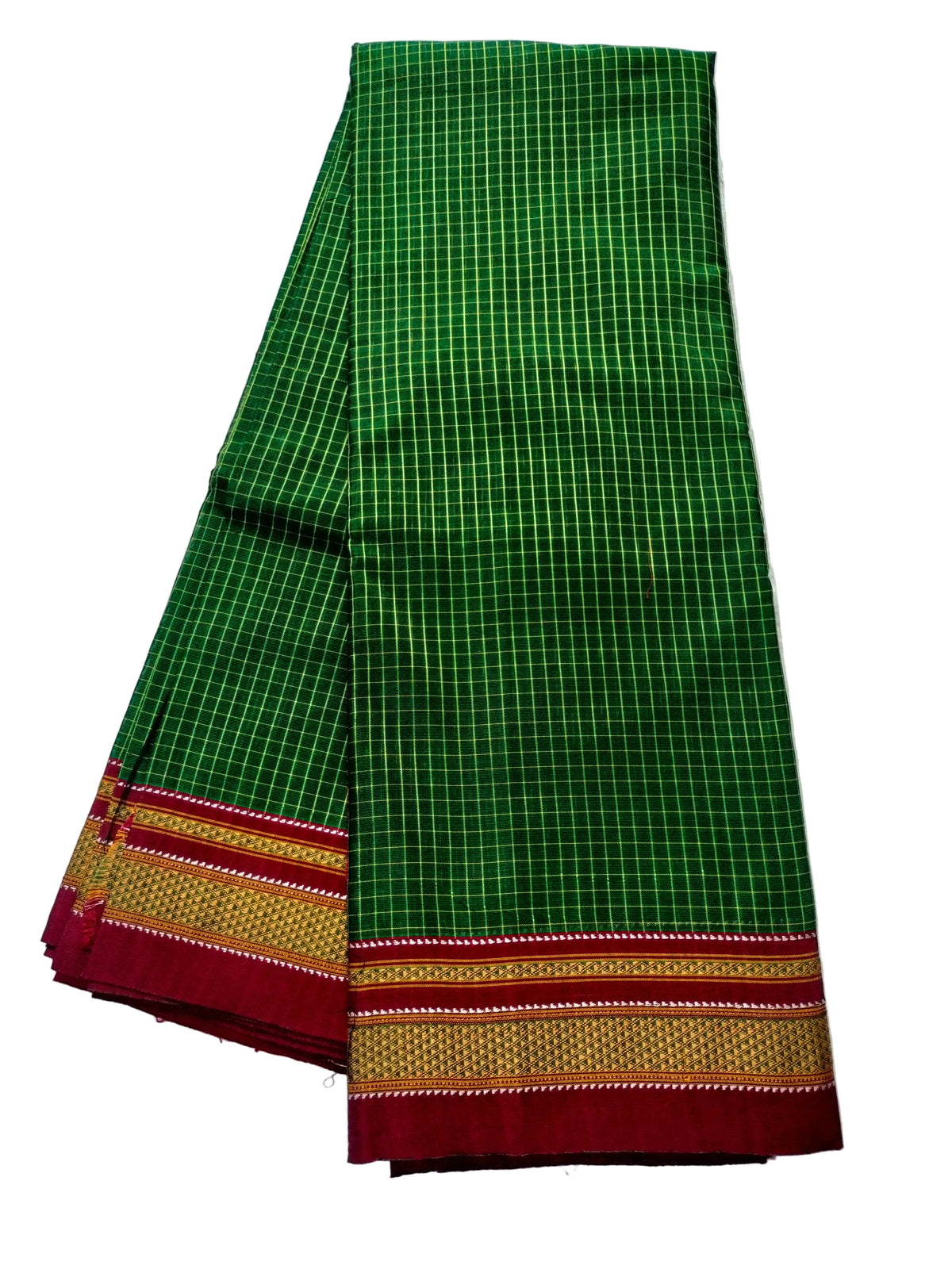 Pure Chikki Paras Saree with Pure Silk Pallu - Bottle Green