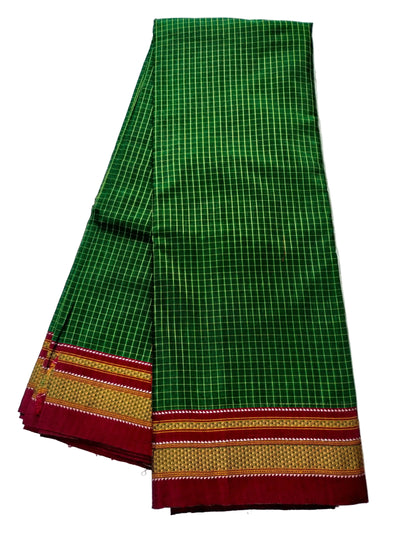 Pure Chikki Paras Saree with Pure Silk Pallu - Bottle Green