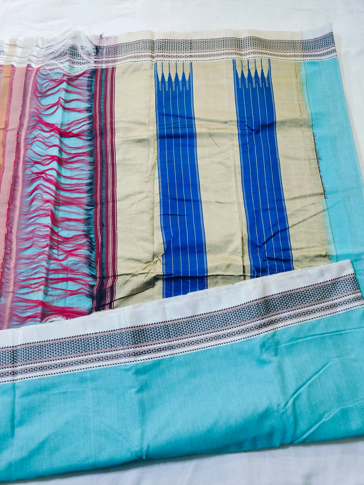 Ilkal Pastel Satin Saree - Cyan Green