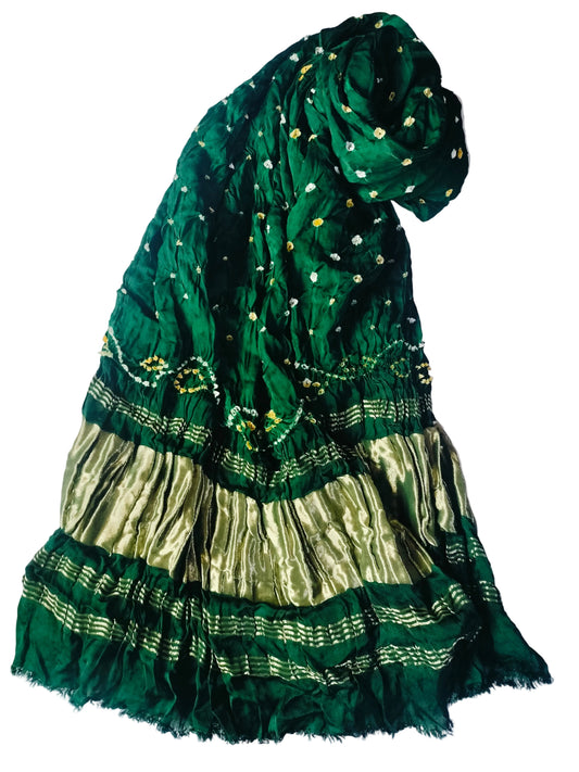 Bandhej Pure Modal Silk Dupattas - Green