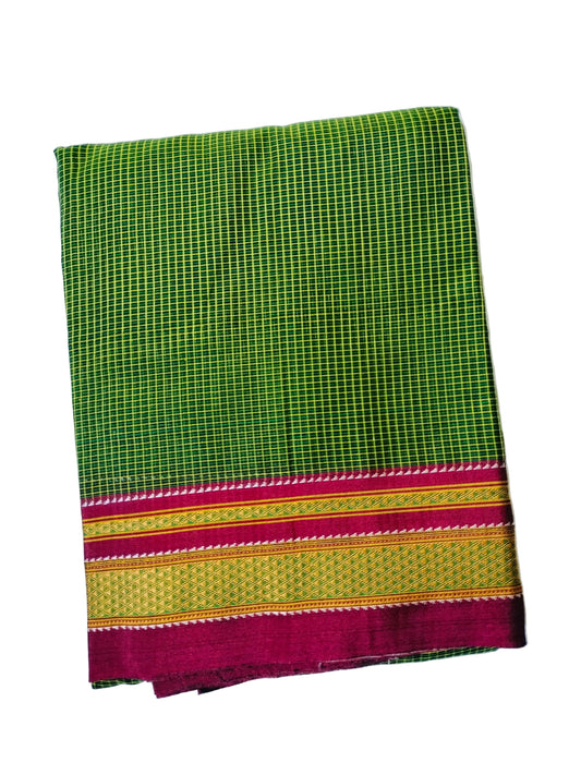 Pure Chikki Paras Saree with Pure silk Pallu - Green