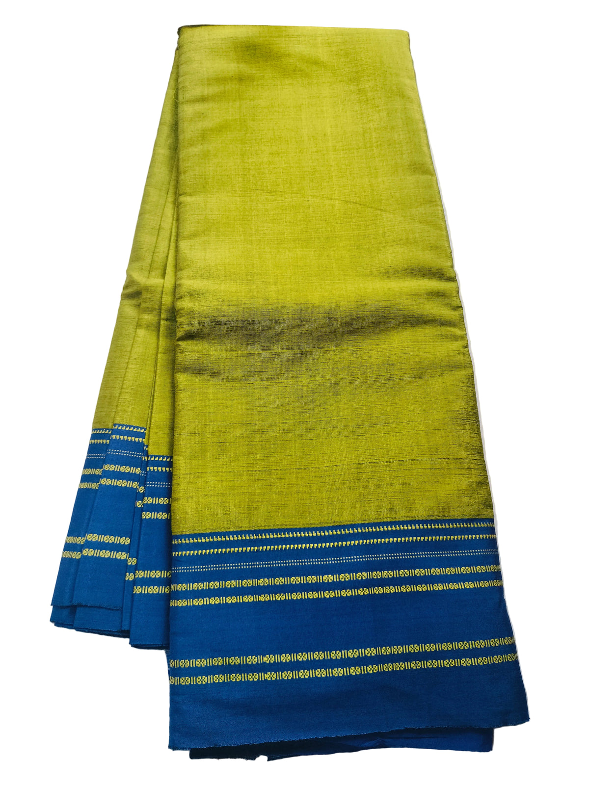 Satin Silk Ilkal Saree with Silver Border -Parrot Green with Blue